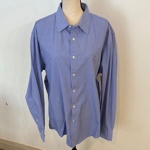Tommy Hilfiger Blue Pinstripe Casual Mens Dress Shirt XL